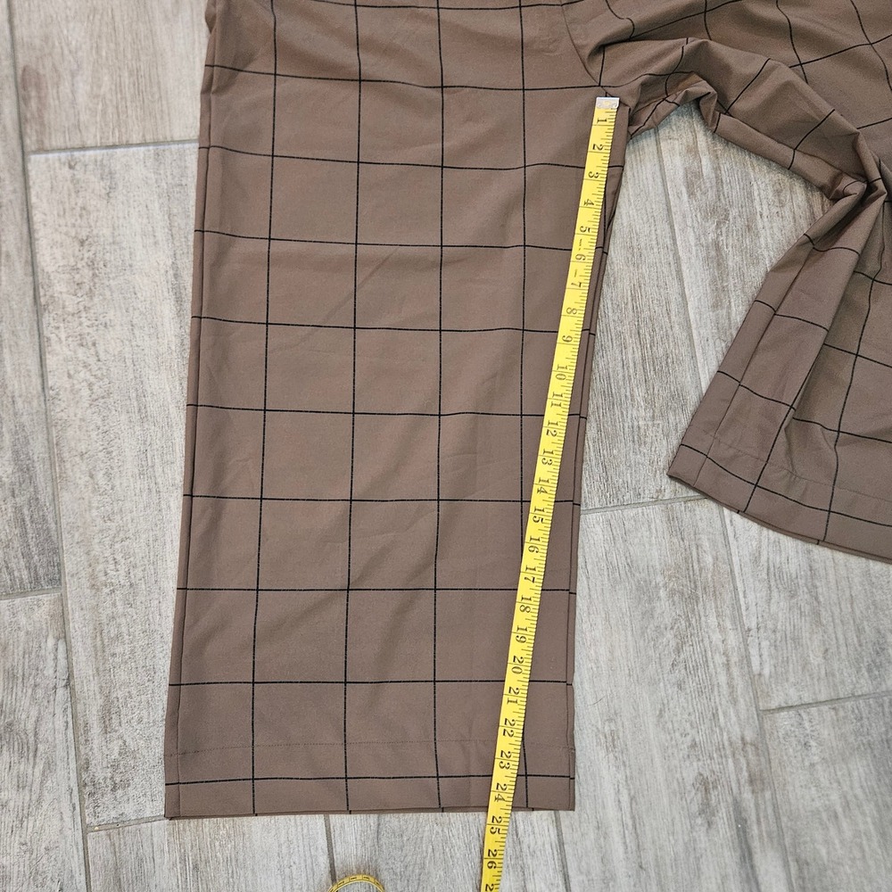 Albion Jetset Crop Pants Size XXL Brown Windowpane Wide Leg Elastic Drawstring - Picture 6 of 11